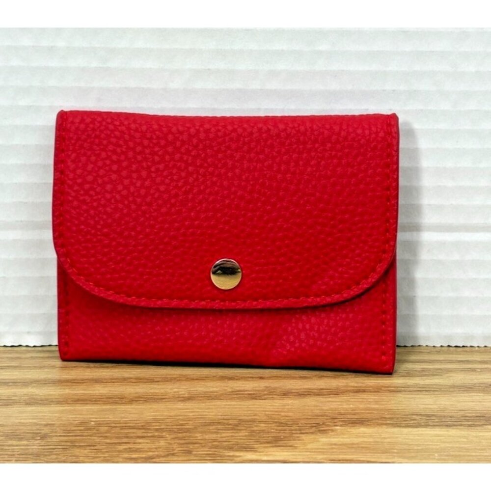 Love & Lore Cardholder/Wallet. Red, Compact/Slim/4 Card Slots. Snap Button